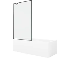 Vonia Mexen Cubik su apdaila ir stiklo sienele, 170x70 cm + 100 cm, Baltas+Juodas frame