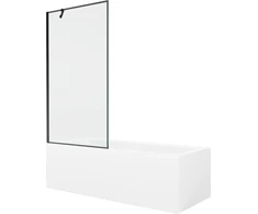 Vonia Mexen Cubik su apdaila ir stiklo sienele, 160x70 cm + 90 cm, Baltas+Juodas frame
