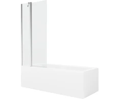 Vonia Mexen Cubik su apdaila ir stiklo sienele, 170x70 cm + 80 cm, Baltas+Chrome/Transparent