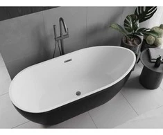 Vonia Mexen Eos, 150 x 75 cm, Baltas/Juodas + Brushed gun pilka persipylimas