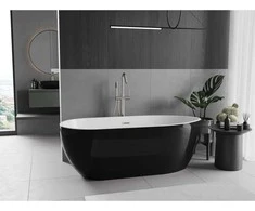 Vonia Mexen Eos, 150 x 75 cm, Baltas/Juodas + Brushed nickel persipylimas