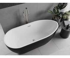 Vonia Mexen Eos, 150 x 75 cm, Baltas/Juodas + Brushed nickel persipylimas