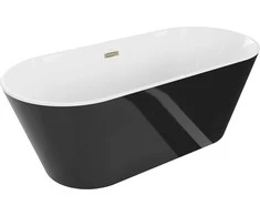 Vonia Mexen Flavia su sifonu, 150 x 75 cm, Baltas/Juodas+Gold