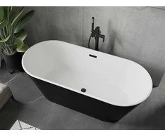 Vonia Mexen Flavia su sifonu, 150 x 75 cm, Baltas/Juodas+Juodas