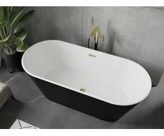 Vonia Mexen Flavia su sifonu, 170 x 75 cm, Baltas/Juodas+Gold