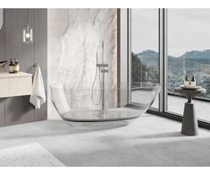 Vonia Mexen Glass Clear Transparent, 170 x 85 cm, su chromo dangteliu