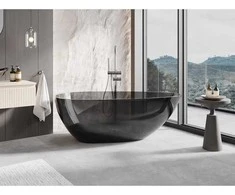 Vonia Mexen Glass Juodas Transparent, 170 x 85 cm, su chromo dangteliu