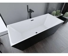 Vonia Mexen Lita su sifonu, 170 x 75 cm, Baltas/Juodas+Juodas