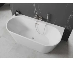 Vonia Mexen Oval+, 170 x 80 cm, Baltas + Brushed nickel persipylimas