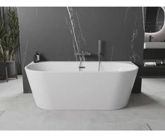 Vonia Mexen Oval+, 170 x 80 cm, Baltas + Brushed gun pilka persipylimas