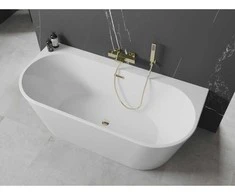 Vonia Mexen Oval+, 170 x 80 cm, Baltas + Gold persipylimas