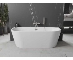 Vonia Mexen Oval+, 170 x 80 cm, Baltas + Brushed nickel persipylimas