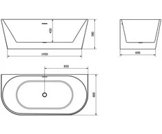 Vonia Mexen Oval, 170x80 cm, Baltas+Chrome