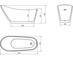 Vonia Mexen Oviedo, 170x76 cm, Baltas+Chrome