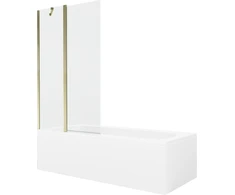 Vonia Mexen Vega su apdaila ir stiklo sienele, 170x70 cm + 100 cm, Baltas+Gold/Transparent