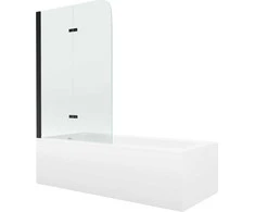 Vonia Mexen Vega su apdaila ir stiklo sienele, 160x70 cm + 100 cm, baltas+II/juodas