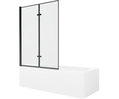 Vonia Mexen Vega su apdaila ir stiklo sienele, 150x70 cm + 120 cm (II), Baltas+Juodas frame