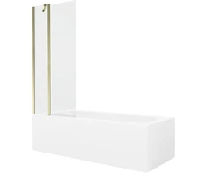 Vonia Mexen Vega su apdaila ir stiklo sienele, 180x80 cm + 80 cm, Baltas+Gold/Transparent
