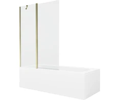 Vonia Mexen Vega su apdaila ir stiklo sienele, 180x80 cm + 120 cm, Baltas+Gold/Transparent