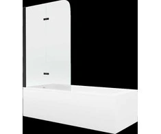 Vonia Mexen Vega su apdaila ir stiklo sienele, 180x80 cm + 100 cm, baltas+II/juodas