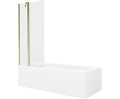 Vonia Mexen Vega su apdaila ir stiklo sienele, 170x70 cm + 80 cm, Baltas+Gold/Transparent