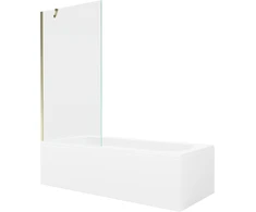 Vonia Mexen Vega su apdaila ir stiklo sienele, 160x70 cm + 90 cm, Baltas+Gold/Transparent