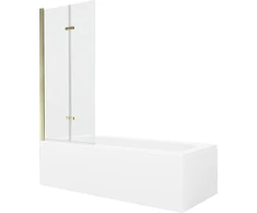 Vonia Mexen Vega su apdaila ir stiklo sienele, 170x70 cm + 80 cm (II), Baltas+Gold/Transparent