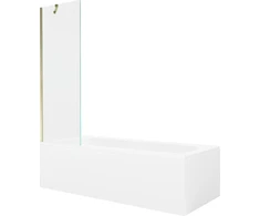 Vonia Mexen Vega su apdaila ir stiklo sienele, 160x70 cm + 60 cm, Baltas+Gold/Transparent