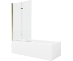 Vonia Mexen Vega su apdaila ir stiklo sienele, 170x70 cm + 100 cm (II), Baltas+Gold/Transparent