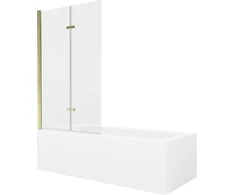 Vonia Mexen Vega su apdaila ir stiklo sienele, 180x80 cm + 100 cm (II), Baltas+Gold/Transparent