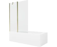 Vonia Mexen Vega su apdaila ir stiklo sienele, 160x70 cm + 120 cm, Baltas+Gold/Transparent