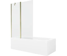 Vonia Mexen Vega su apdaila ir stiklo sienele, 150x70 cm + 120 cm, Baltas+Gold/Transparent