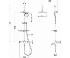 Vonios-dušo sistema su termostatu Mexen KT40, Rose Gold