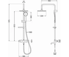 Vonios-dušo sistema su termostatu Mexen KX40, Rose Gold