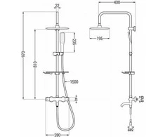 Vonios-dušo sistema su termostatu Mexen KT67, Juodas