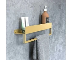 Vonios kambario lentynėlė su rankšluosčių kabykla Rea SF01, 60 cm, Gold brushed