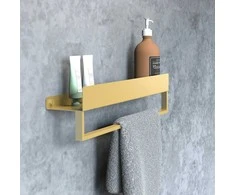 Vonios kambario lentynėlė su rankšluosčių kabykla Rea SF01, 45 cm, Gold brushed