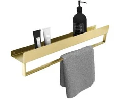 Vonios kambario lentynėlė su rankšluosčių kabykla Rea SF01, 60 cm, Gold brushed