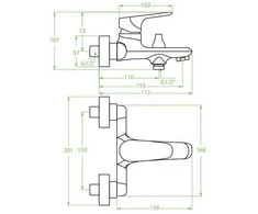 Vonios maišytuvas Laveo Rondo BLX_010D, Chrome