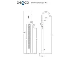 Vonios maišytuvas su dušeliu Besco Veo I Easy-Box, Graphite