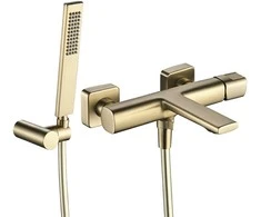 Vonios maišytuvas su dušo komplektu Laveo Tores, Brushed Gold