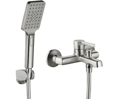 Vonios maišytuvas su dušo komplektu Laveo Alita, Brushed nickel