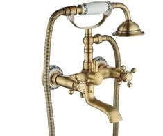 Vonios maišytuvas su dušo komplektu Rea Rustico, Antique Gold