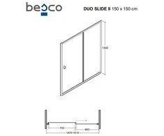 Vonios sienelė (durys) Besco Duo Slide Chrome II, 150 x 150 cm