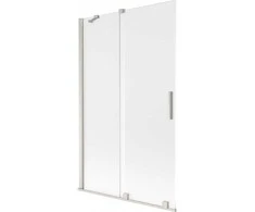 Vonios sienelė Mexen Velar, 110 x 150 cm, Brushed nickel/matinis stiklas
