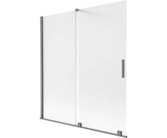 Vonios sienelė Mexen Velar, 150 x 150 cm, Gun metal/matinis stiklas