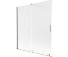 Vonios sienelė Mexen Velar, 150 x 150 cm, Brushed nickel/matinis stiklas