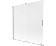 Vonios sienelė Mexen Velar, 160 x 150 cm, Brushed nickel/matinis stiklas