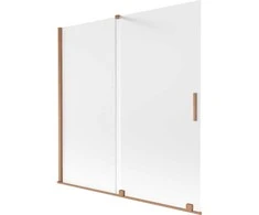 Vonios sienelė Mexen Velar, 160 x 150 cm, Brushed copper/matinis stiklas