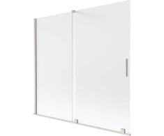 Vonios sienelė Mexen Velar, 170 x 150 cm, Brushed nickel/matinis stiklas
